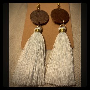 Genuine leather handmade earrings with jewels